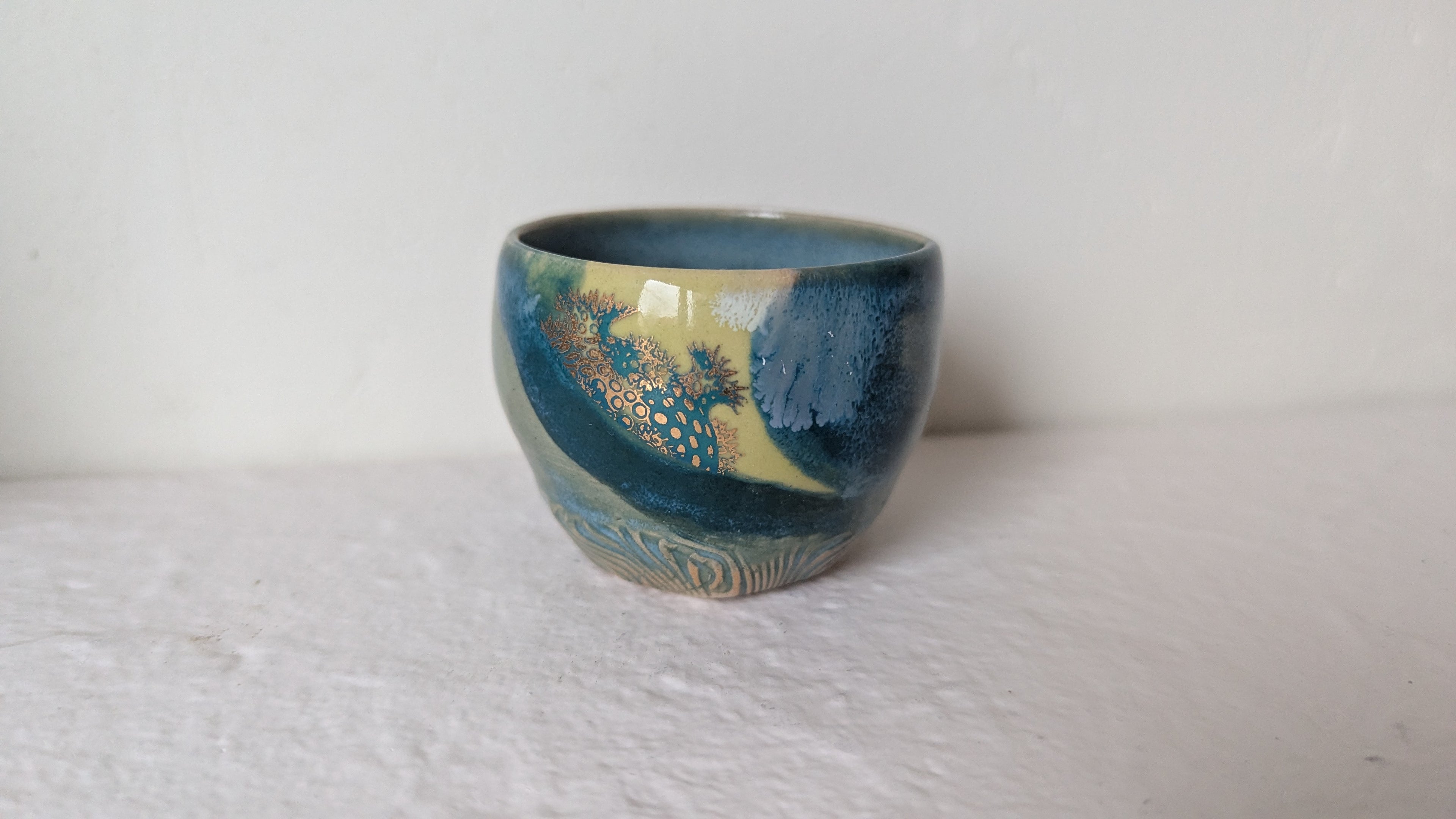 Set de 4 tasses Biologie dorées à l'or fin