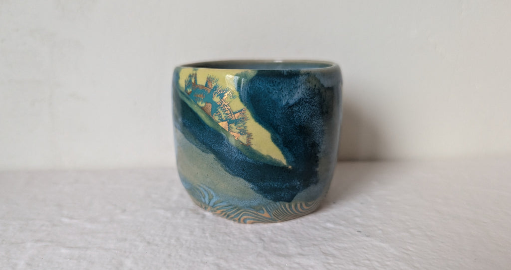 Set de 4 tasses Biologie dorées à l'or fin