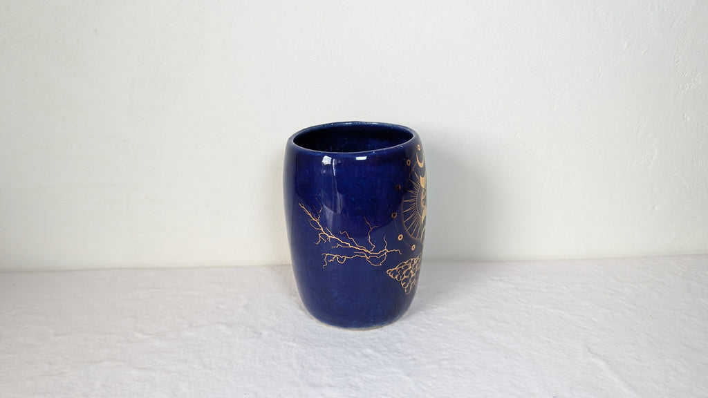 Tasse Soleil plaqué or véritable