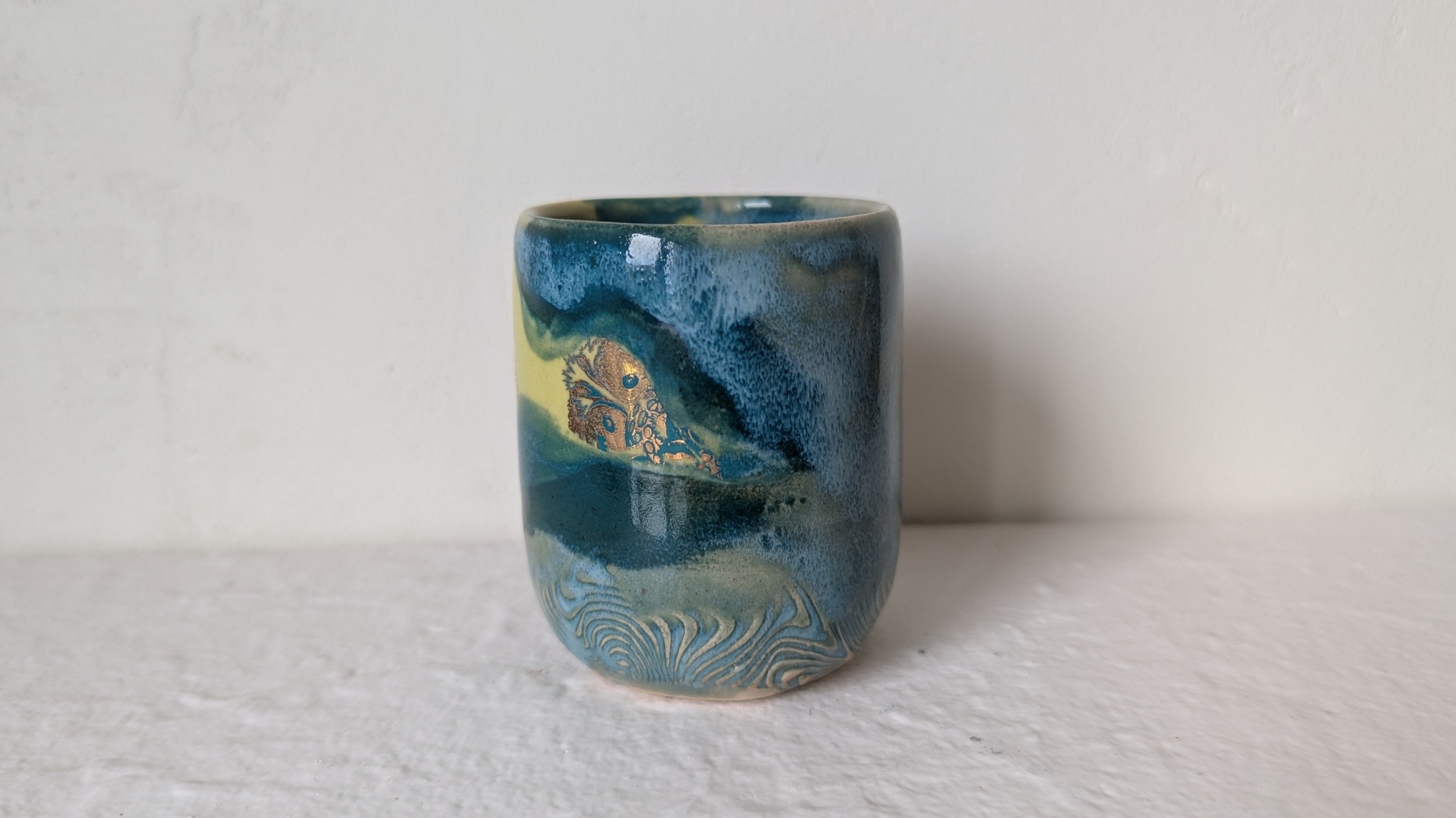 Set de 4 tasses Biologie dorées à l'or fin