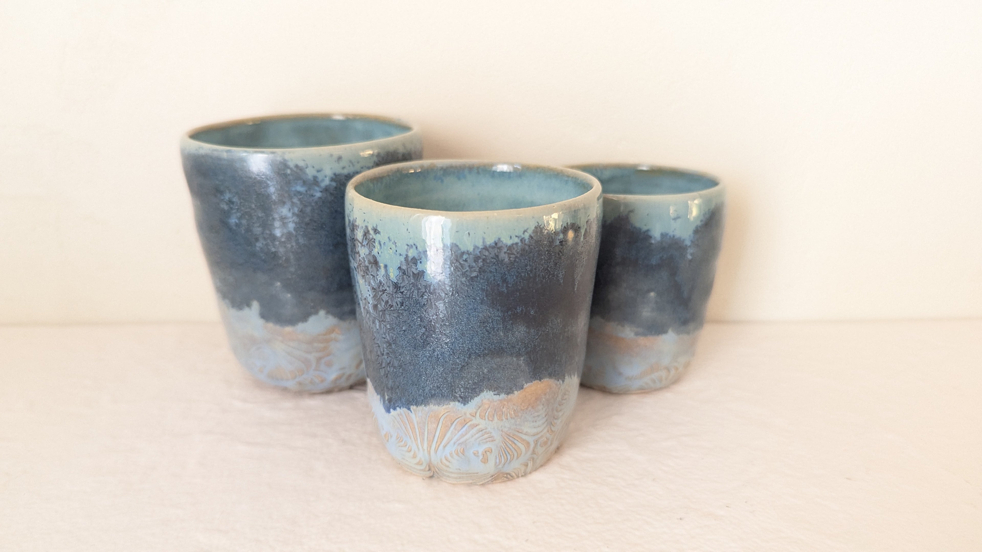 Set 3 tasses Cristaux Bleus