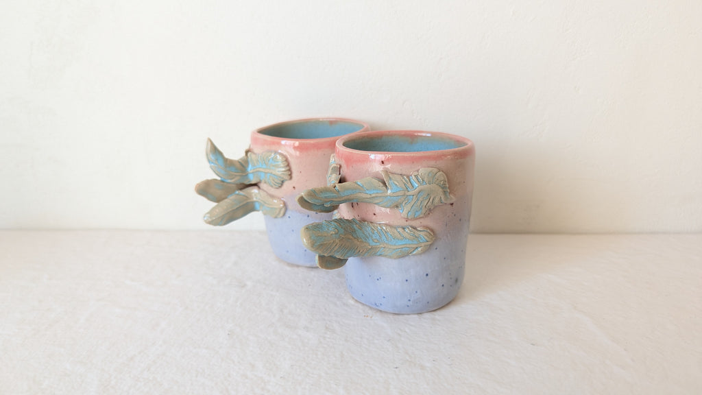 Set 2 tasses Anses à plumes