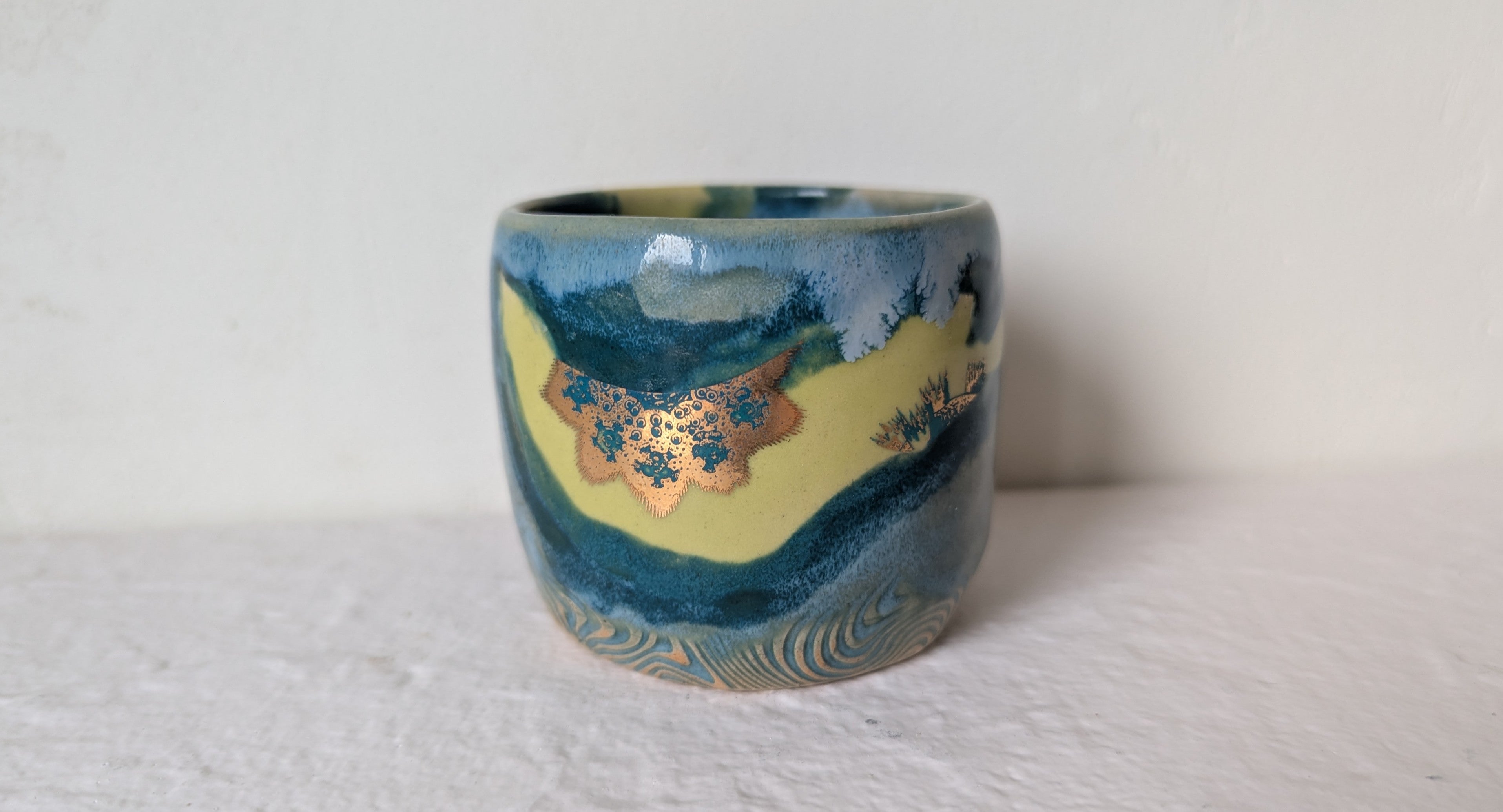 Set de 4 tasses Biologie dorées à l'or fin