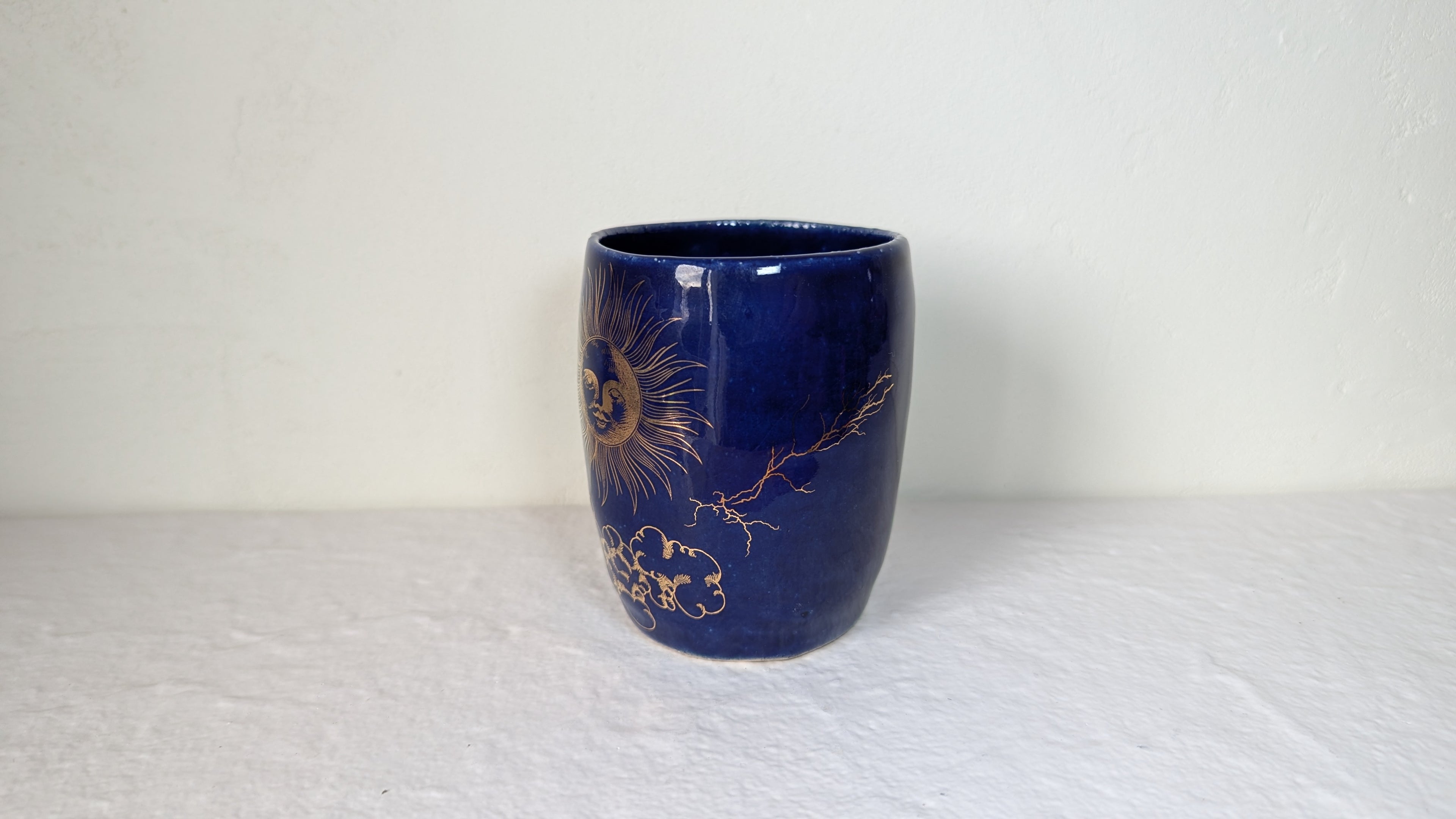 Tasse soleil 2 plaqué or véritable