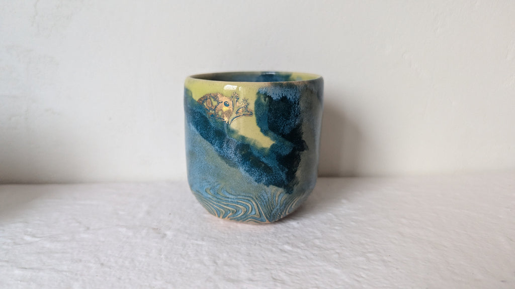 Set de 4 tasses Biologie dorées à l'or fin