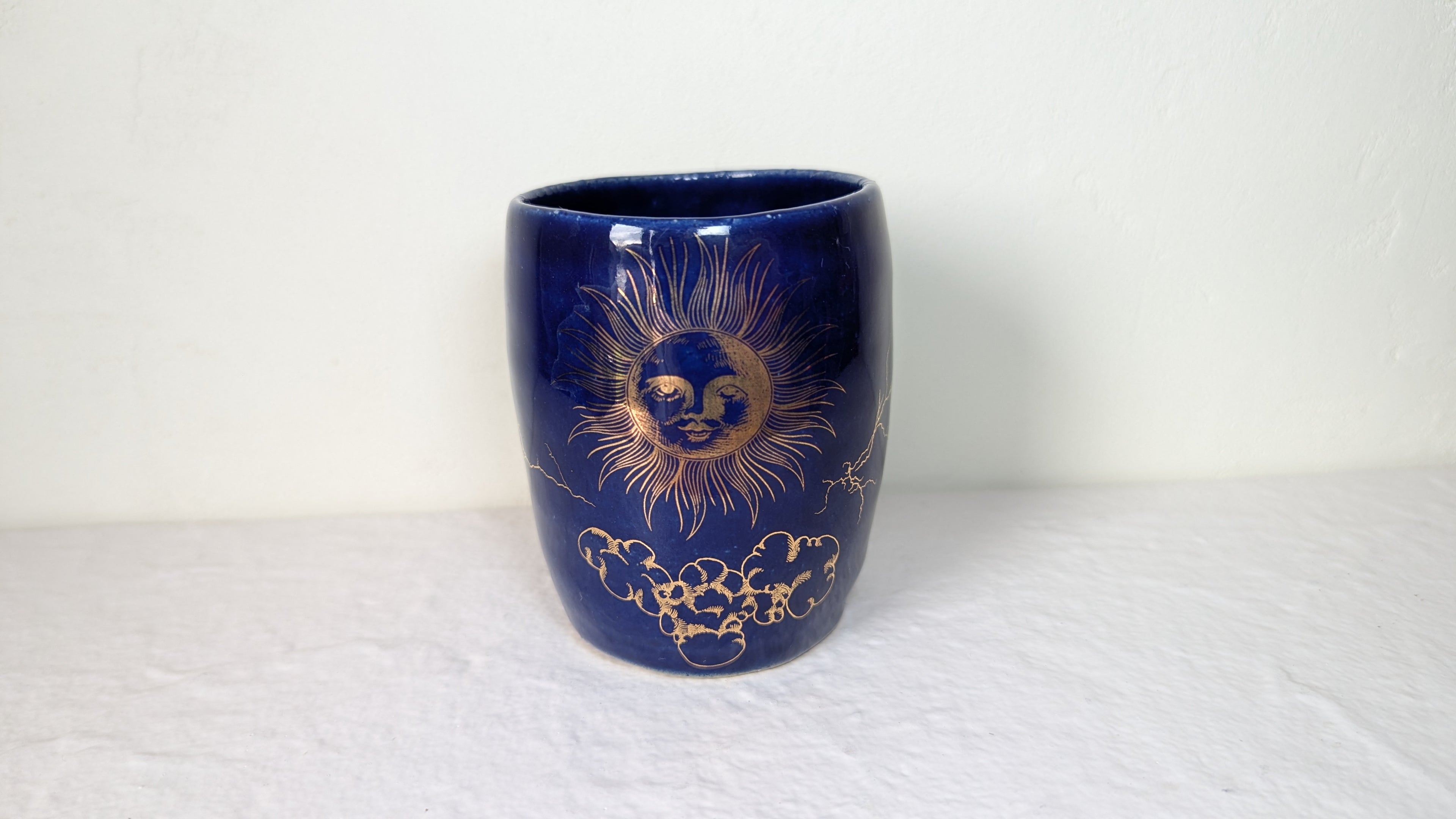 Tasse soleil 2 plaqué or véritable