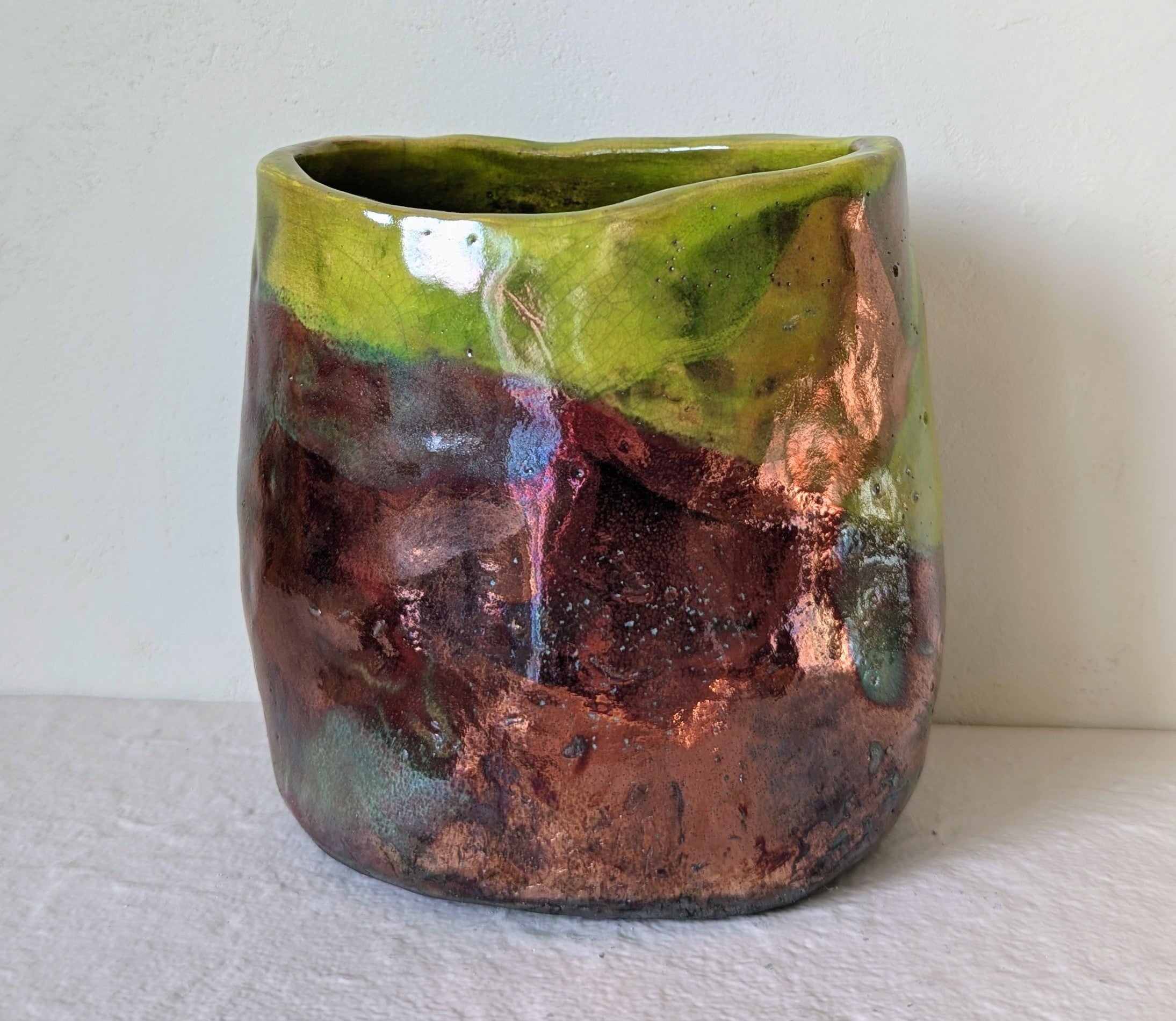 Vase décoratif Raku Limette