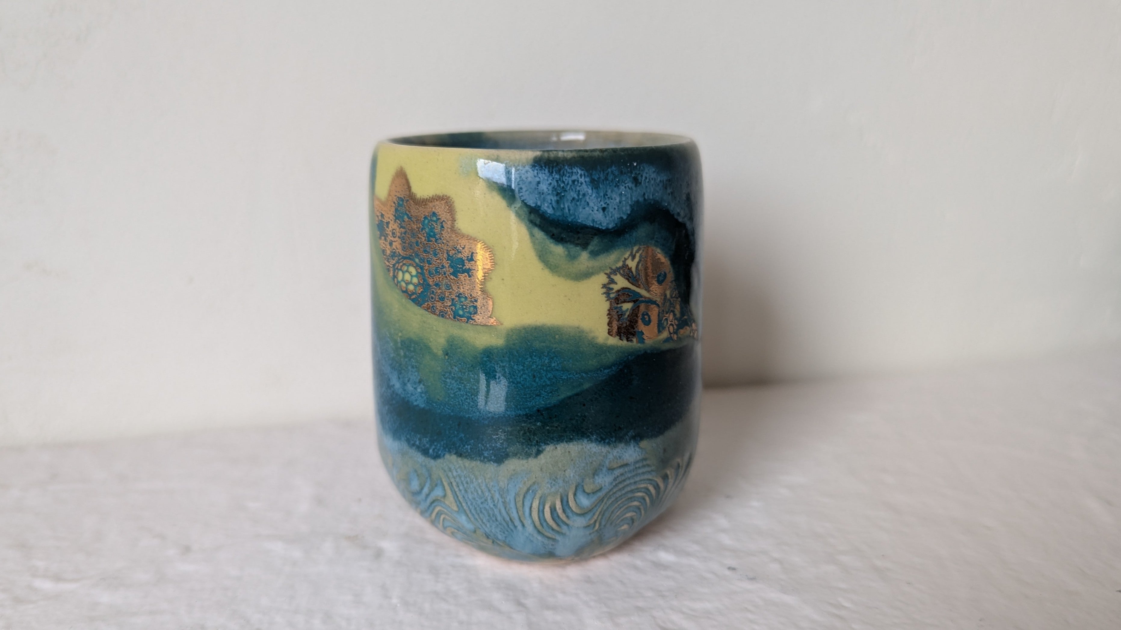 Set de 4 tasses Biologie dorées à l'or fin