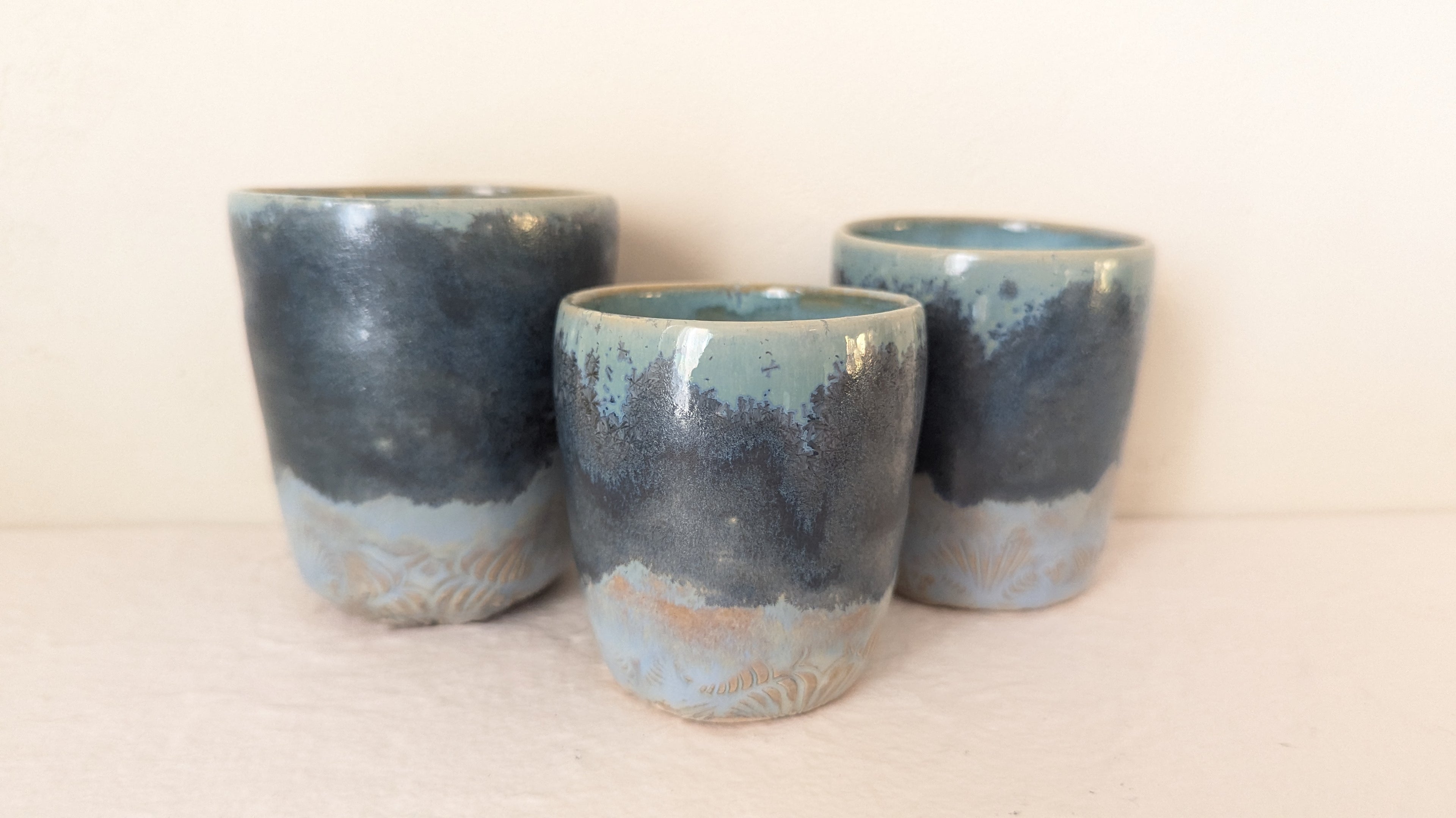 Set 3 tasses Cristaux Bleus