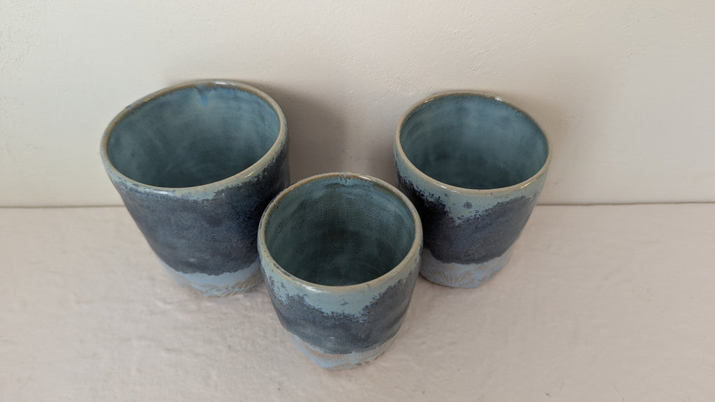 Set 3 tasses Cristaux Bleus